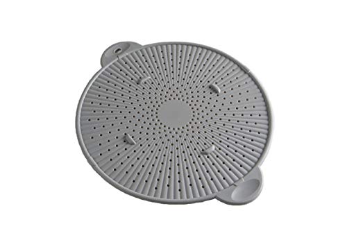 Simply Served Silicone Splatter Screen, Multi-Use Kitchen Tool, Protect Stovetop and Counters, 3-in-1 Silicone Kitchen Trivet, Splatter Screen, and Colander Lid, Gray - Image 1