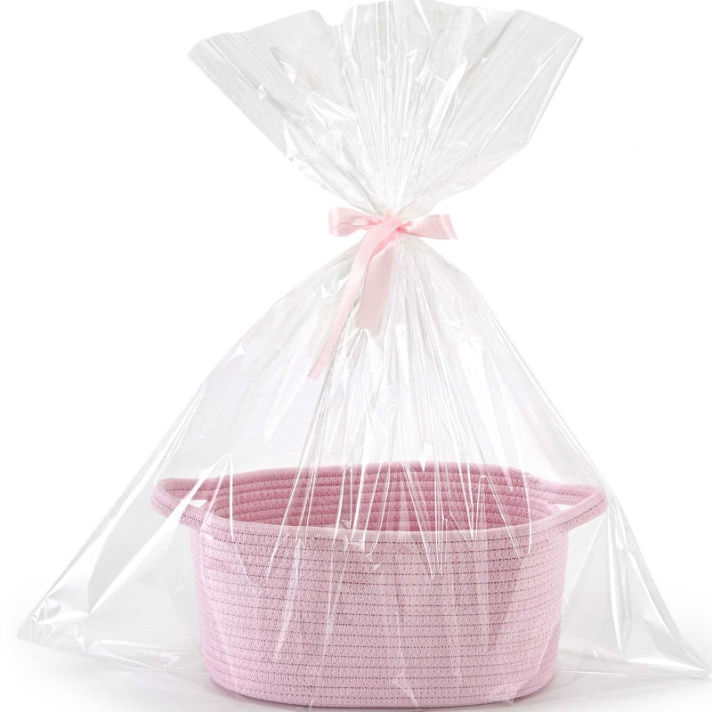 Happyiren Small Gift Basket with Gift Wrap Cellophane Bag and Ribbons Gift Baskets for Christmas Thanksgiving Birthday Baby Shower Raffle Burr Rope Decorative Storage Organizer Container - Image 2