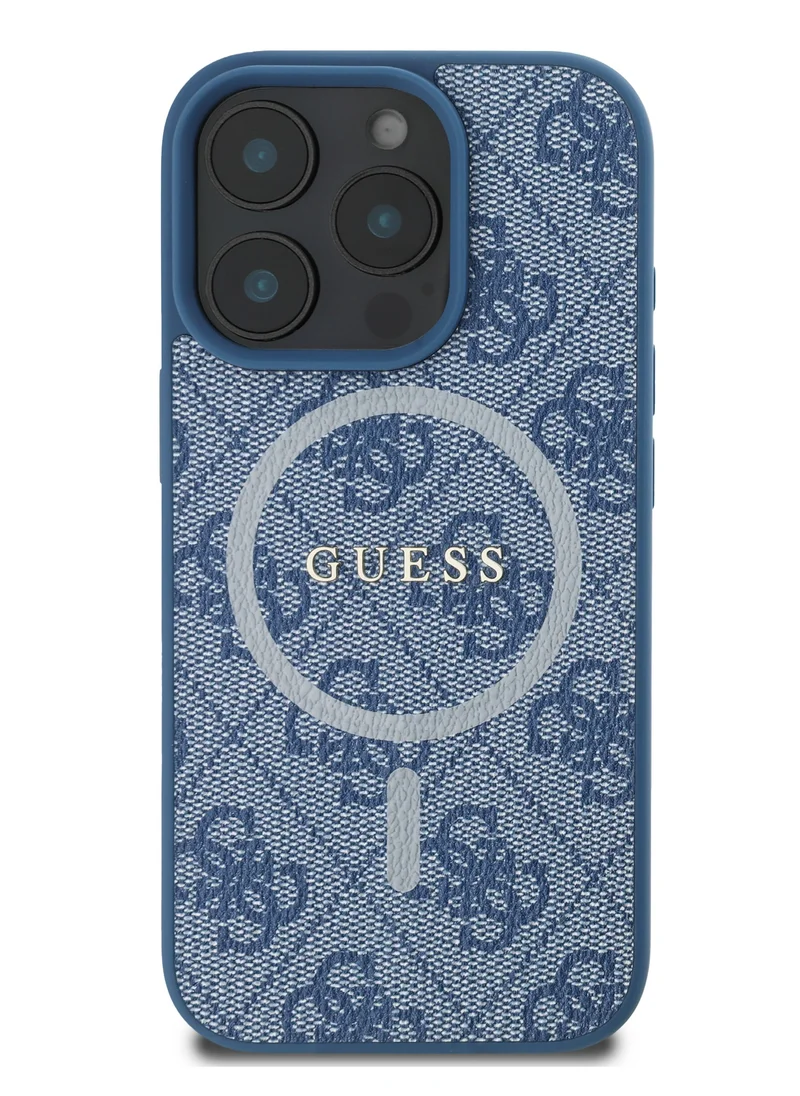 GUESS iPhone 16 Pro Max MagSafe Case PU 4G Hard Cover with Classic Logo / Shock Absorption/ Raised Bezels / Slim and Lightweight Back Cover - Blue