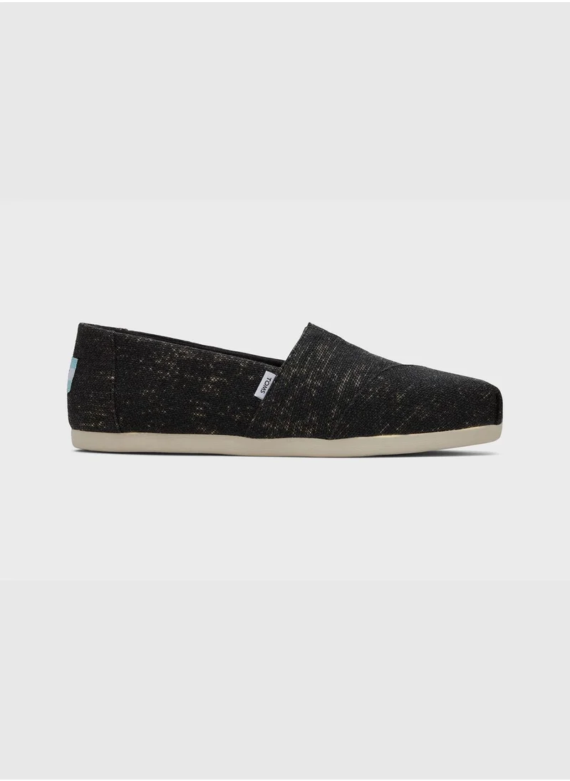 تومس Alpargata Black Metallic Linen Women's Alp 3.0 Espadrilles