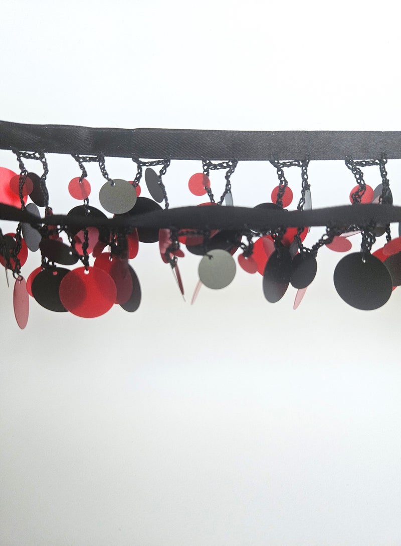 مغرية مات الأسود والترتر الأحمر، 5 ياردة، تقليم الدانتيل الخياطة - Image 3