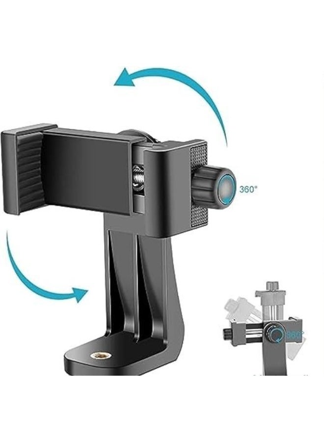 360° Mobile Phone Holder with Adjustable Clamp & 1/4" Screw – Universal Tripod Mount Adapter for Smartphones & Selfie Sticks - Image 3
