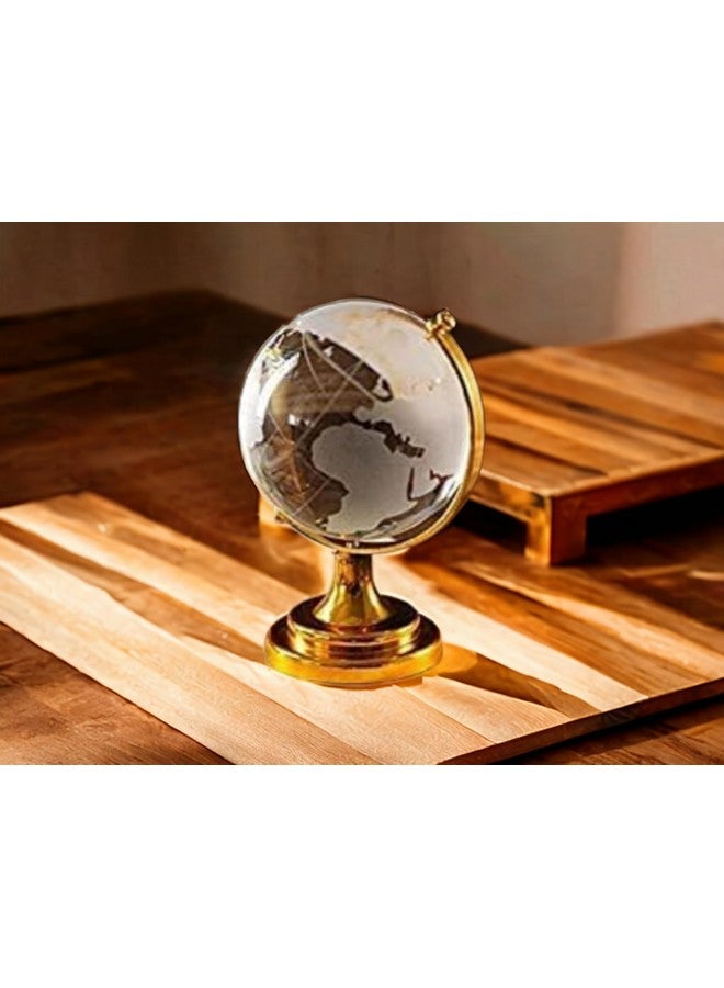 Saudeep India Feng Shui Crystal Globe Idol With Golden Stand | Vastu Glass Miniature Globe For Positive Energy, Success, Good Luck and Prosperity | Vastu Remedy for Home, Children Study Table & Office - Image 4