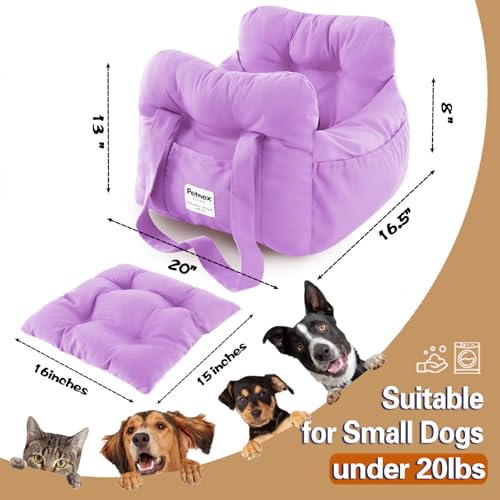 PETNEX Dog Car Seat for Small Dogs, Portable Puppy Car Seat of Easy Installation, Fashionable Pet Carrier Bag with Large Pockets, Machine Washable Dog Booster Seat (Purple) - Image 5