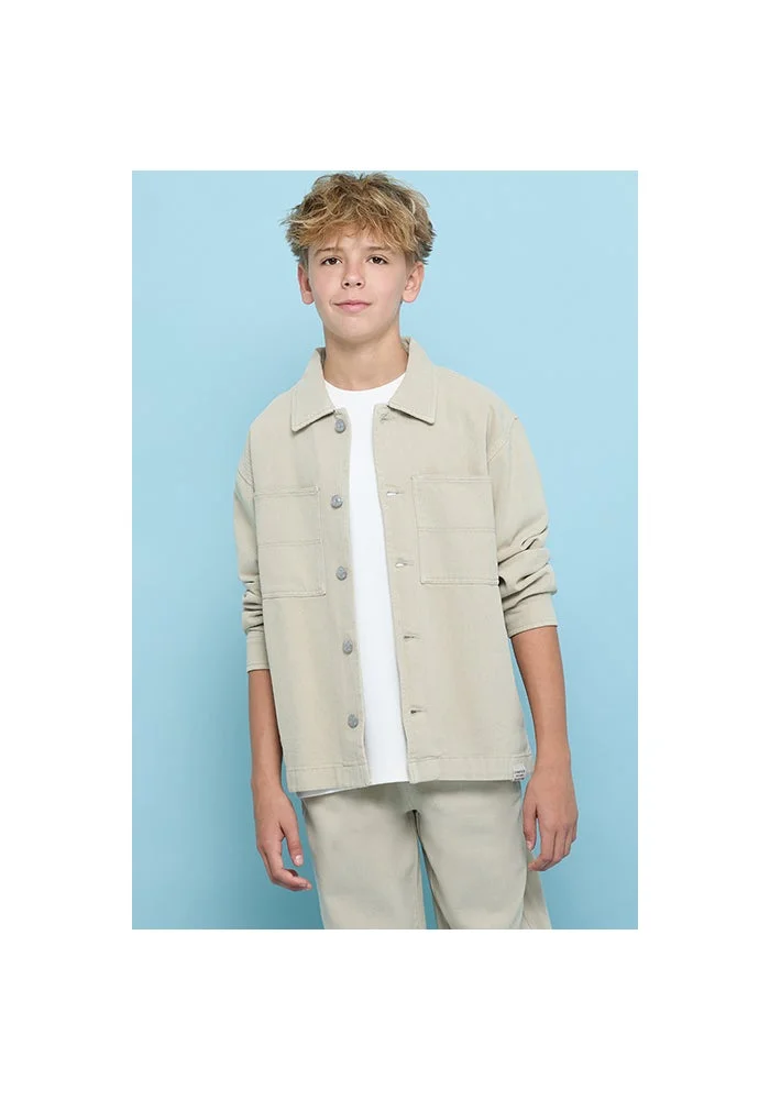 R&b Solid Shacket with Classic Collar and Button Closure