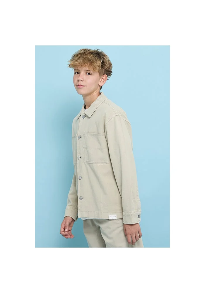 R&b Solid Shacket with Classic Collar and Button Closure