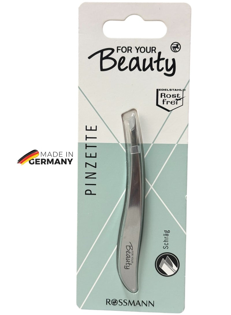 ROSSMANN German Brand -Tweezers slanted, Advanced Precision Tweezers for Safe and Clean Plucking of Even the Finest Hairs, tweezers eyebrow hair plucker. - Image 3