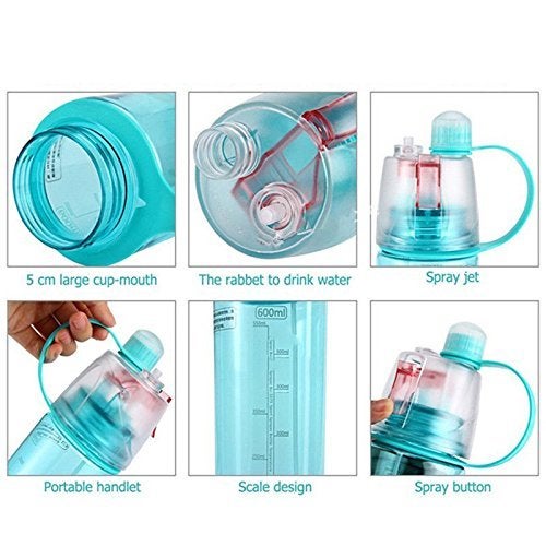 Inditradition Polypropylene 2 In 1 Drink & Mist Water Bottle | Spray Water Bottle, 600 Ml (Assorted Color) - Image 4