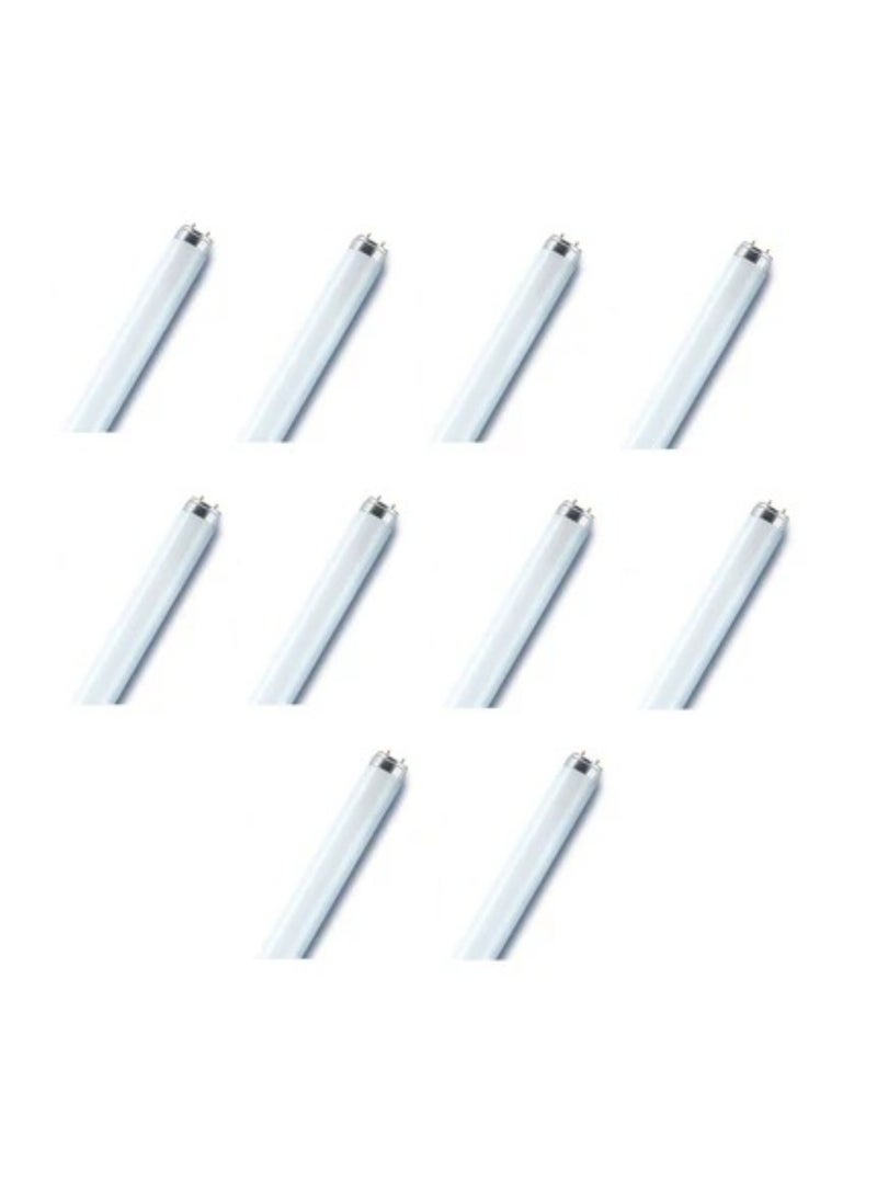 OSRAM Osram Fluorescent Tube Basic T8 L 58 Watts 3000K Warm White Light G13 Base 1.5M – Energy-Efficient Fluorescent Tube- Pack of 10 - Image 1