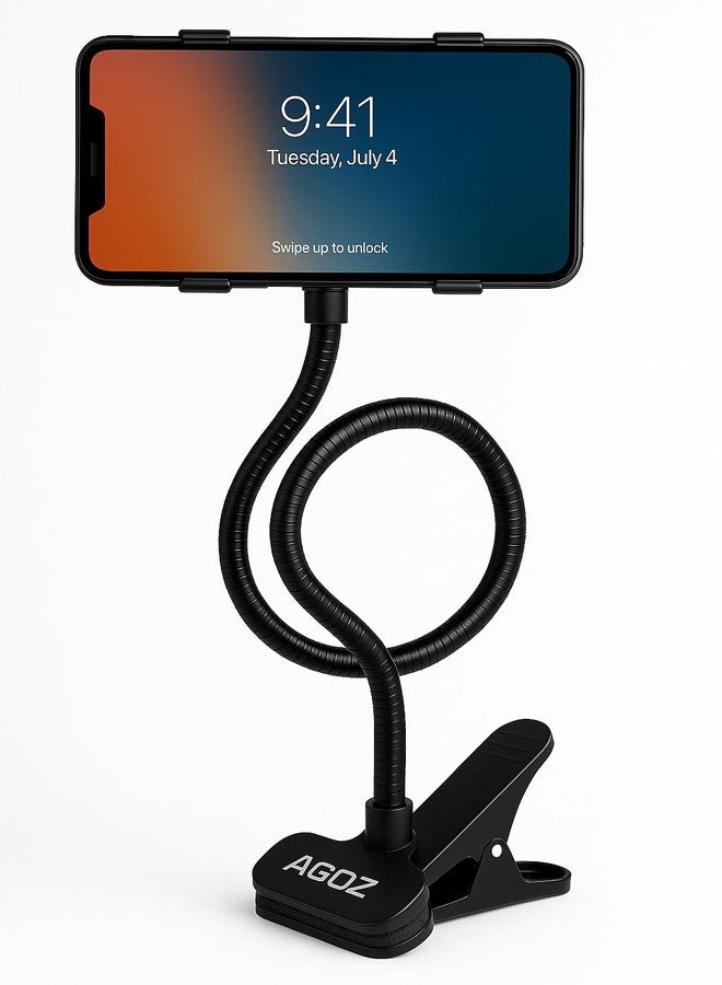 AGOZ Cell Phone Holder Gooseneck Mount, Lazy Clamp Clip Flexible Phone Stand for Office Desk Bed iPhone 17 Pro Max, iPhone 16 15 14 13 12 11, Samsung Galaxy S25, S25 Ultra,S24 S23 S22 A54 A14 A15 A16 - Image 1