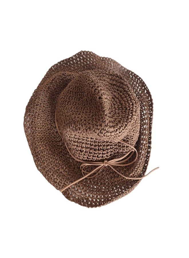 Jilukibo Foldable Wide Brim Sun Visor for Summer Beach, Packable Hat Straw Hat Cap for Women, Protect Your Skin Easily (Coffee Color) - Image 2