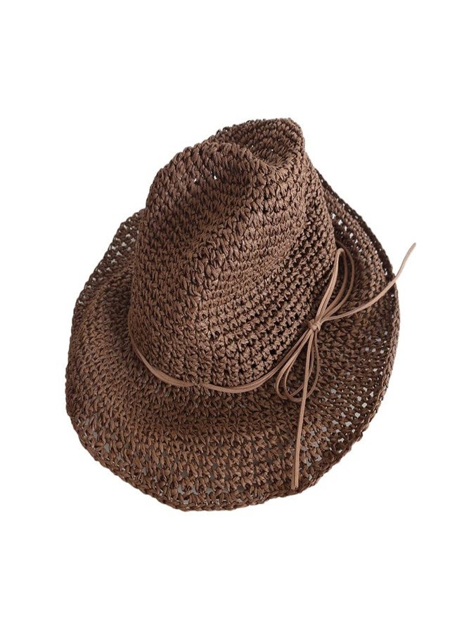 Jilukibo Foldable Wide Brim Sun Visor for Summer Beach, Packable Hat Straw Hat Cap for Women, Protect Your Skin Easily (Coffee Color) - Image 1