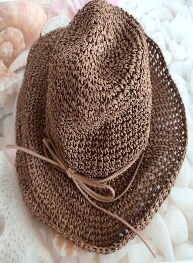 Jilukibo Foldable Wide Brim Sun Visor for Summer Beach, Packable Hat Straw Hat Cap for Women, Protect Your Skin Easily (Coffee Color) - Image 5