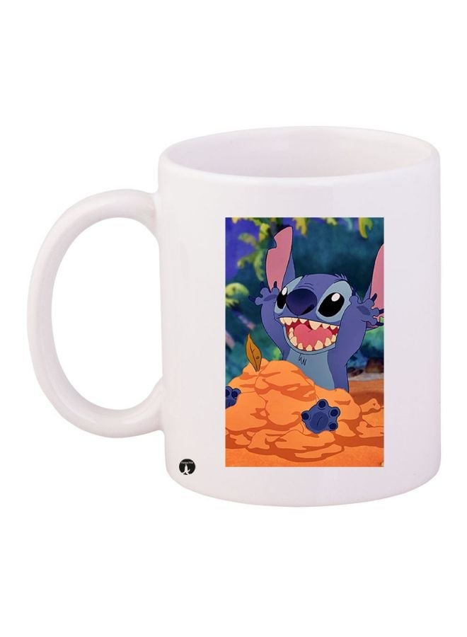 RYN Cartoon Printed Coffee Mug White/Blue/Brown 11ounce