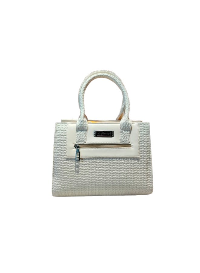 Bunny Luxury women's leather handbag, white color - Image 1