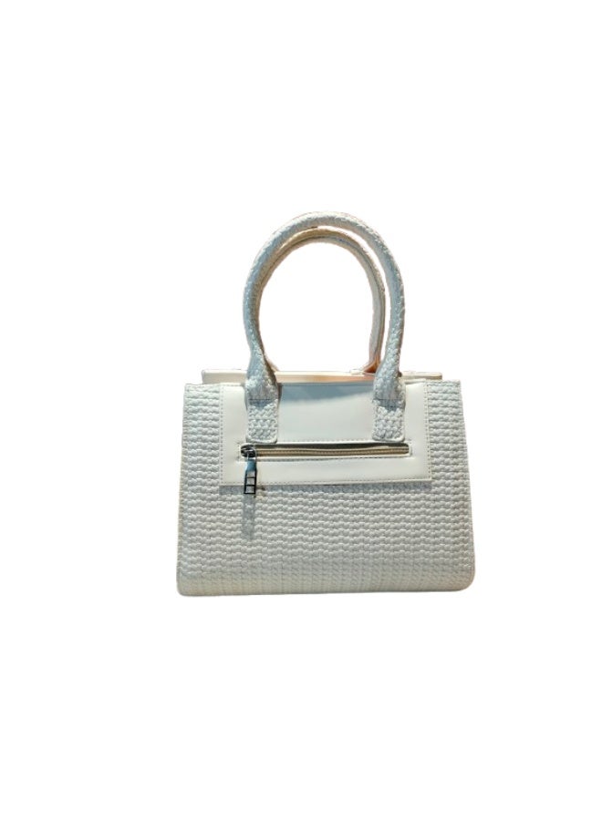 Bunny Luxury women's leather handbag, white color - Image 2