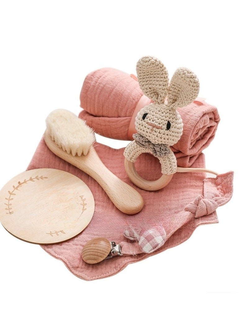 Baby Cloth Nipple Chain Set - Newborn Birth Gift Box - Bath Set - Chew Animal Bell Toy - Image 1