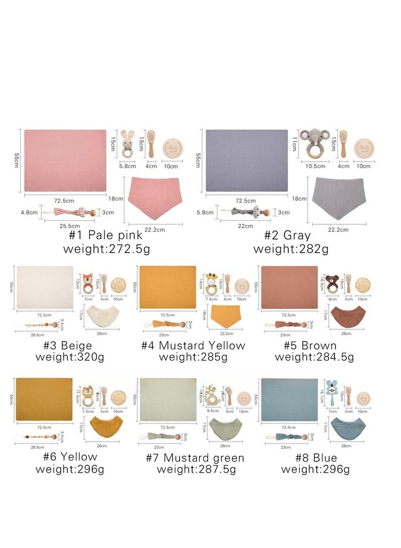 Baby Cloth Nipple Chain Set - Newborn Birth Gift Box - Bath Set - Chew Animal Bell Toy - Image 5