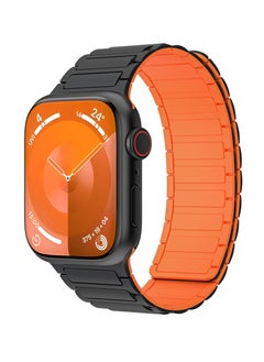 KENSUO Magnetic Bands Bracelet for Apple Watch Ultra/2 Band 49mm 45mm 44mm 46mm 42mm iWatch band 40mm 41mm 38mm Women/Men,Silicone Strap Sport Loop Wristbands for Apple Watch Series 10/9/8/7/6/5/4/3/2/SE，Black and Orange  - Image 1