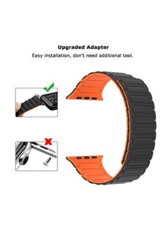 KENSUO Magnetic Bands Bracelet for Apple Watch Ultra/2 Band 49mm 45mm 44mm 46mm 42mm iWatch band 40mm 41mm 38mm Women/Men,Silicone Strap Sport Loop Wristbands for Apple Watch Series 10/9/8/7/6/5/4/3/2/SE，Black and Orange  - Image 2