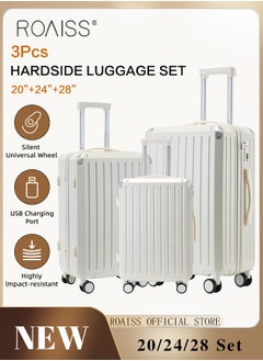 roaiss 3 Pack Multifunction Suitcase Set for Men and Women Large Capacity Travel Luggage with Zipper Password Lock and Smooth Pull Rod Silent Universal Wheel Trolley Case 20 24 28 Inch  - Image 1