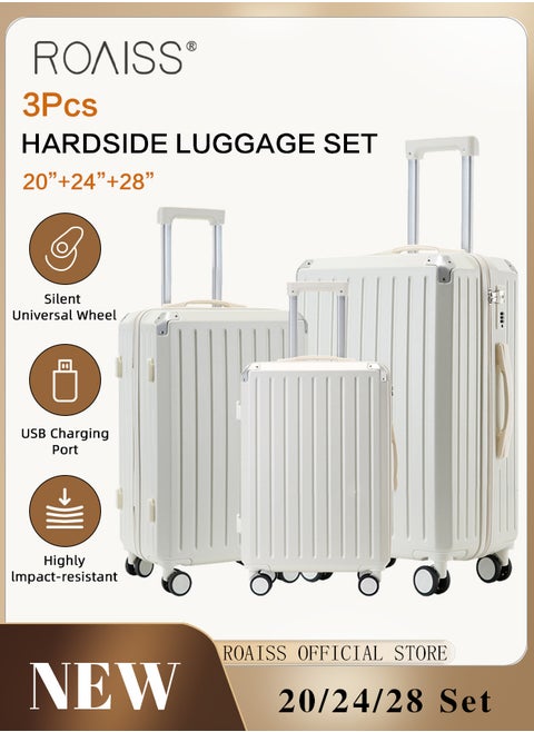 3 Pack Multifunction Suitcase Set for Men and Women Large Capacity Travel Luggage with Zipper Password Lock and Smooth Pull Rod Silent Universal Wheel Trolley Case 20 24 28 Inch