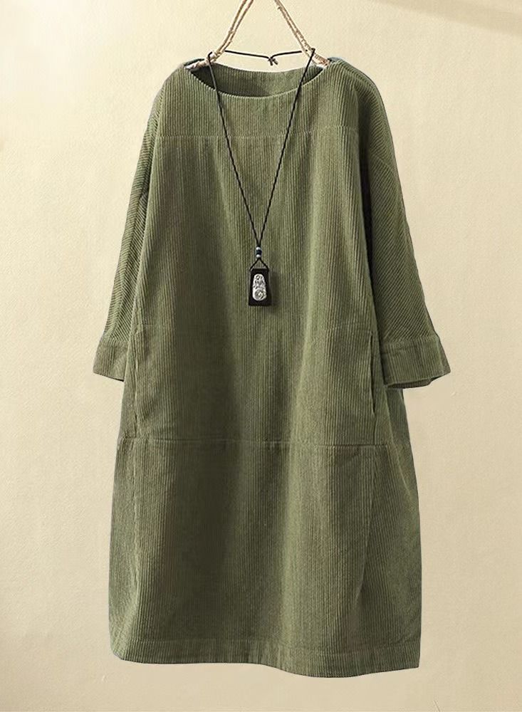Loquat Casual Women's Round Neck A line Skirt Dress  - Image 1