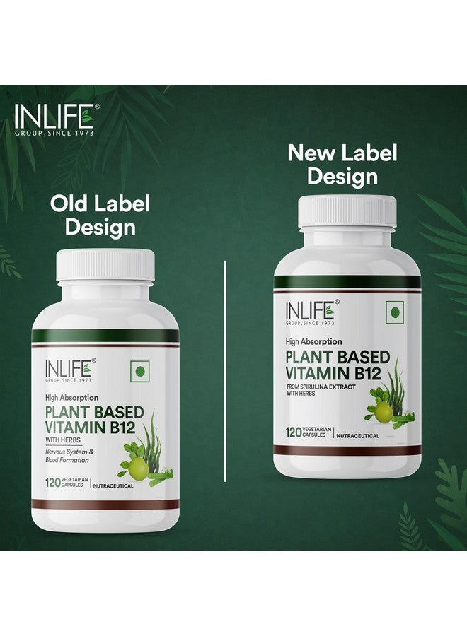 Inlife مكملات فيتامين ب12 النباتية من INLIFE للرجال والنساء | تدعم صحة الأعصاب وصحة الدماغ | صيغة سوبر فود | ب12 من مستخلص سبيرولينا - 120 كبسولة نباتية (عبوة من 1، 120) - Image 3