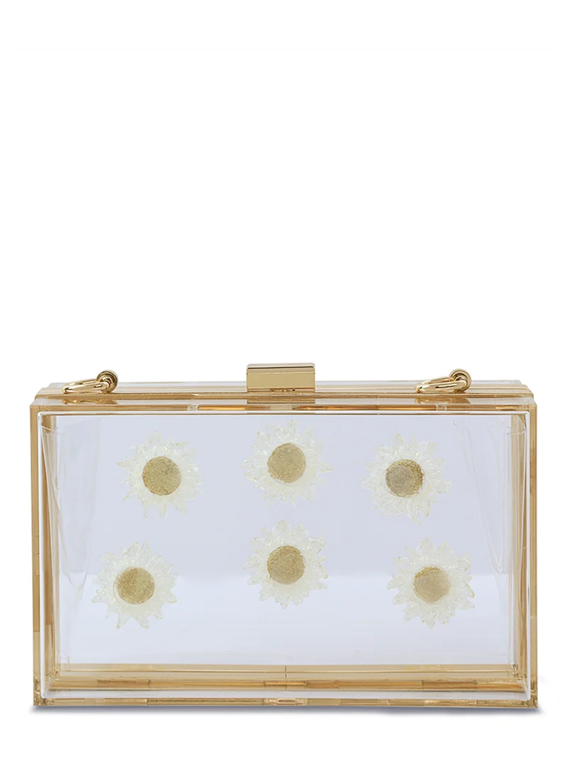 London Rag Transparent Daisy Detail Clear Clutch Bag