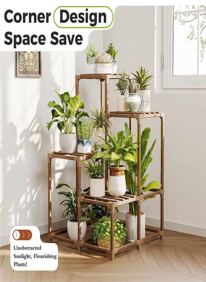 Bamworld Corner Plant Stand Indoor Outdoor Plant Shelf Small Plant Table for Multiple Plants Wooden Plant Holder for Garden Patio Lawn Window Plants Gift - Image 2