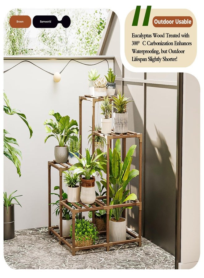 Bamworld Corner Plant Stand Indoor Outdoor Plant Shelf Small Plant Table for Multiple Plants Wooden Plant Holder for Garden Patio Lawn Window Plants Gift - Image 3