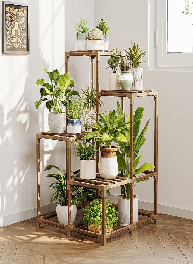 Bamworld Corner Plant Stand Indoor Outdoor Plant Shelf Small Plant Table for Multiple Plants Wooden Plant Holder for Garden Patio Lawn Window Plants Gift - Image 1