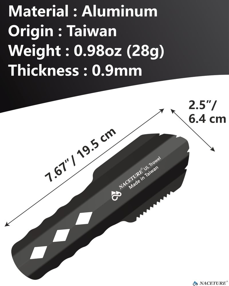 NACETURE Ultralight Backpacking Trowel Aluminum Shovel Small Potty Multitool with Longer Handle Design Essential for Hiking, Camping and Survival Bags(Black 1 Pack) - Image 3