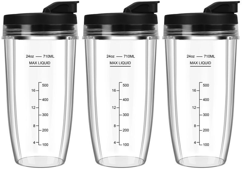 UBYNID Blender Cups Replacement for Ninja, 24oz Ninja Blender Cups with To-Go Lids Compatible with Ninja BN401, BL450, BL456, BL480, BL2012, BL2013, BN751, BN801, SS101, SS151 (3 Pack) - Image 1
