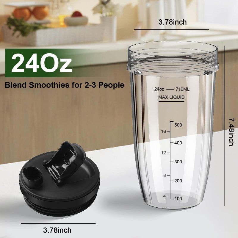 UBYNID Blender Cups Replacement for Ninja, 24oz Ninja Blender Cups with To-Go Lids Compatible with Ninja BN401, BL450, BL456, BL480, BL2012, BL2013, BN751, BN801, SS101, SS151 (3 Pack) - Image 4