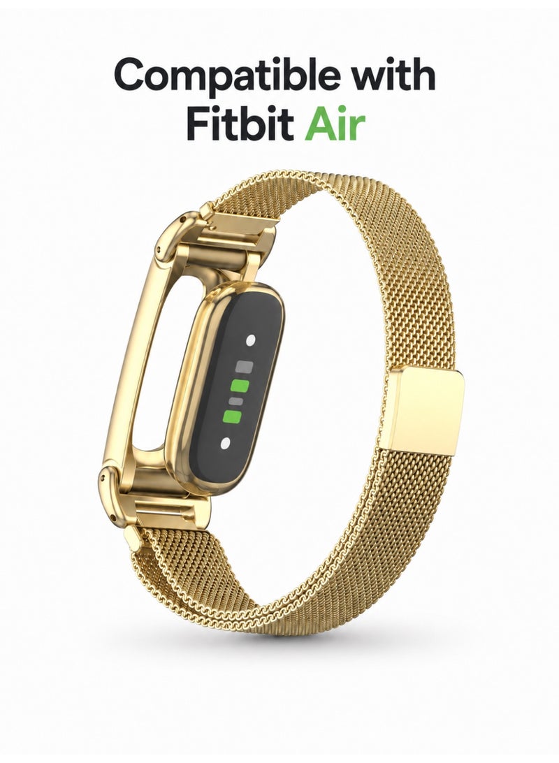 BASEMENT-1 Magnetic Milanese Band Compatible with Google Fitbit Air, Adjustable Metal Mesh Replacement Strap - Image 2