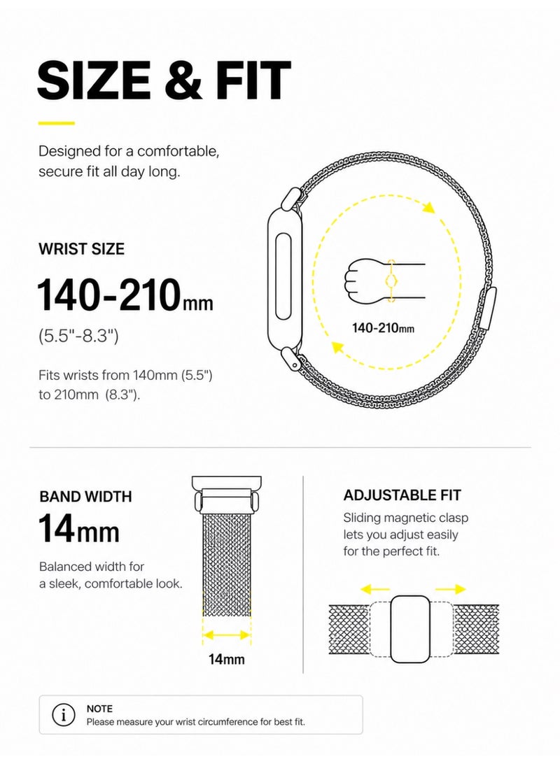 BASEMENT-1 Magnetic Milanese Band Compatible with Google Fitbit Air, Adjustable Metal Mesh Replacement Strap - Image 5