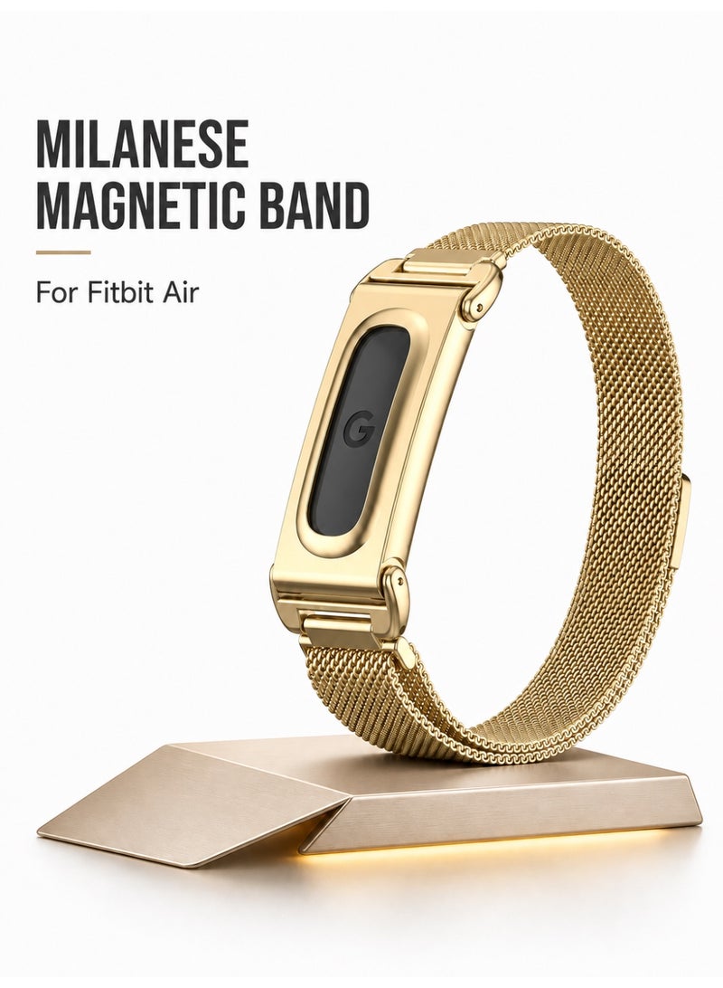 BASEMENT-1 Magnetic Milanese Band Compatible with Google Fitbit Air, Adjustable Metal Mesh Replacement Strap - Image 1