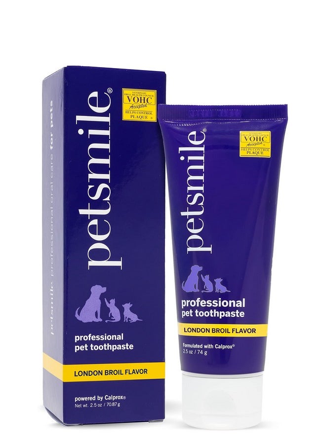 petsmile Petsmile Professional Pet Toothpaste - Cat & Dog Toothpaste for Plaque, Tartar, & Bad Breath - VOHC Accepted Non Enzymatic Dental Care for Cat & Dog Teeth Cleaning (London Broil, 2.5 Oz)  - Image 1