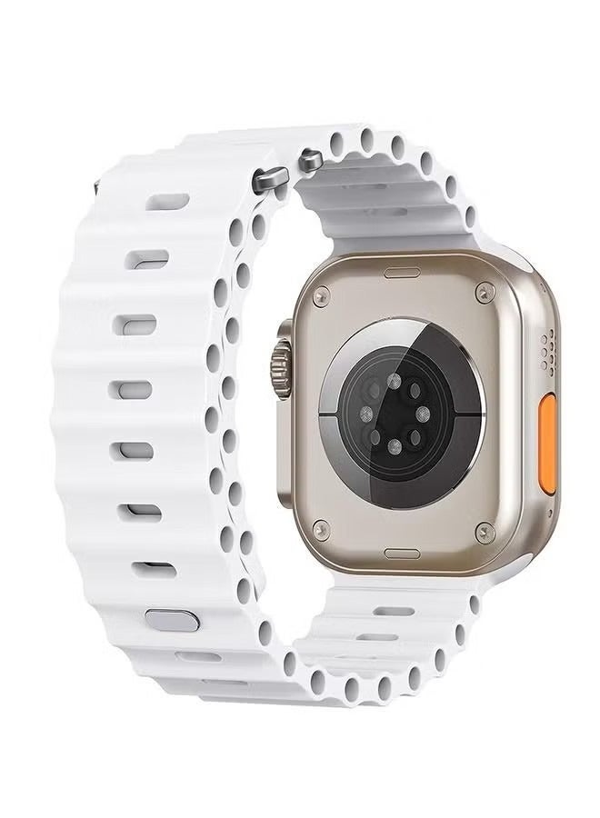 Ocean 1 Piece Compatible with Apple Watch Strap 49mm 45mm 44mm 42mm, Soft Loop Silicone Straps with Buckle Designed for Apple Watch Ultra Series 8 7 SE 6 5 4 3 2 1,White - Image 2