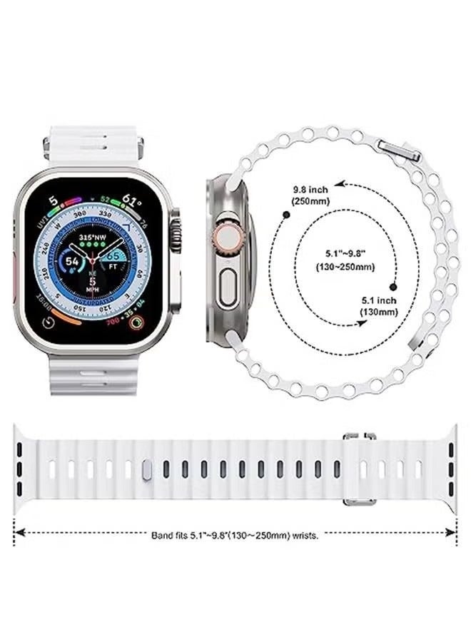 Ocean 1 Piece Compatible with Apple Watch Strap 49mm 45mm 44mm 42mm, Soft Loop Silicone Straps with Buckle Designed for Apple Watch Ultra Series 8 7 SE 6 5 4 3 2 1,White - Image 3
