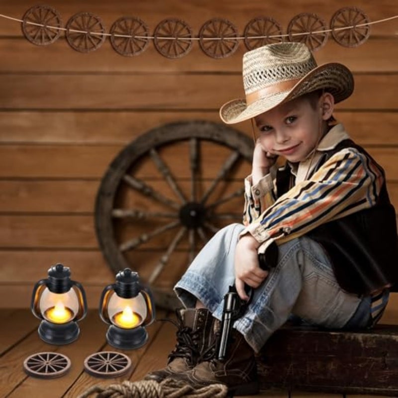 Yuntau 24 Pcs Western Cowboy Decorations for Party Table Western Mini Lanterns and Small Wagon Wheels Table Centerpieces Horse Rodeo Birthday Decorations for Vaquero Theme Favors - Image 5