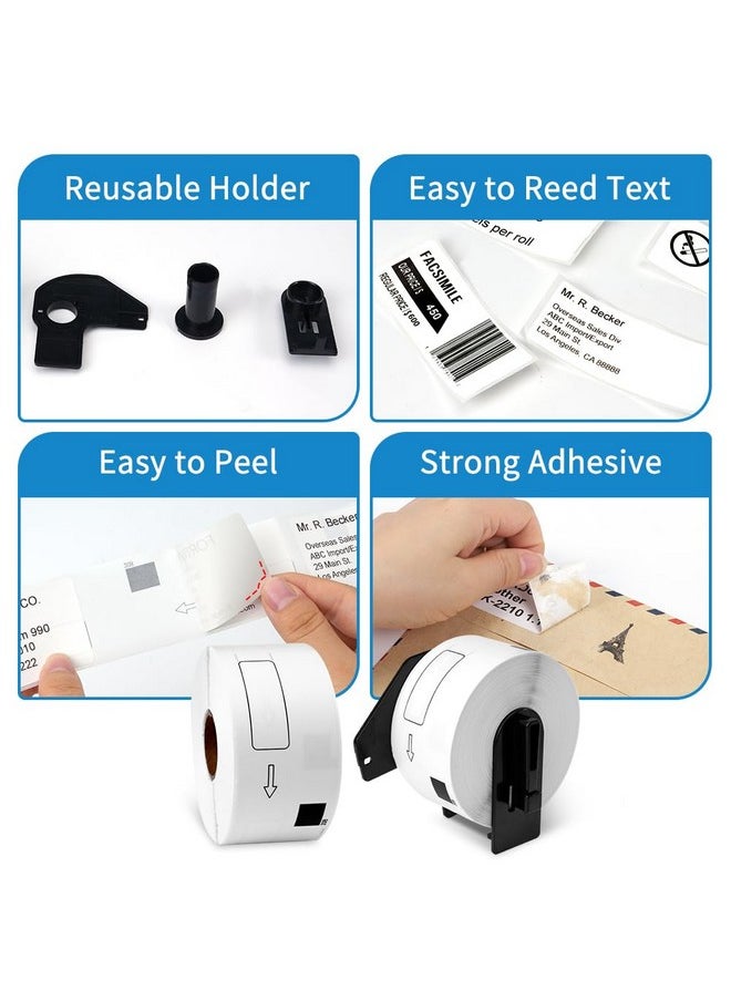 MarkDomain - Replace Brother Dk-1208 Large Address Label, 1.4 In X 3.5 In, 400 Per Roll/ 4000 Labels For Ql-800 Ql-820Nwb Printer, Die-Cut White Paper 10 Rolls + 1 Frame - Image 1