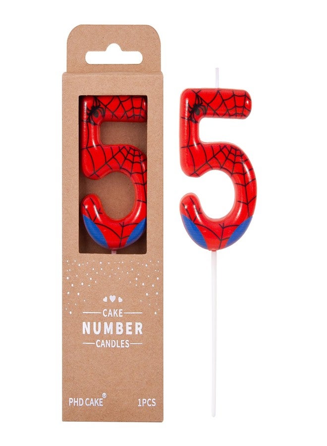 PHD CAKE 2.76 Inch Number 5 Spider Birthday Candles, Spider Cartoon Themed Number Candles, Cake Number Candles, Party Celebration - Image 1