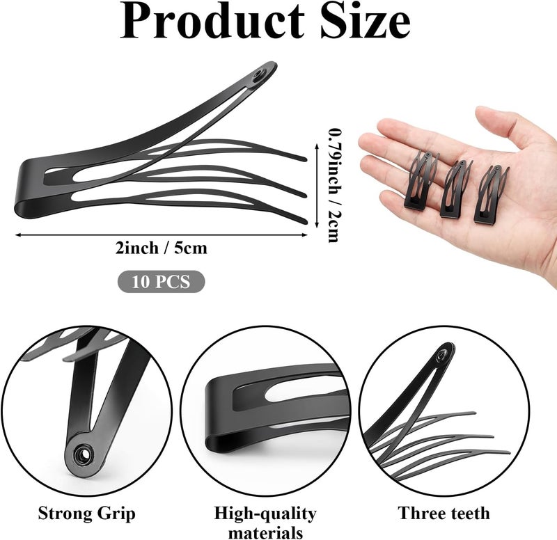 Etercycle 10 Pcs Double Grip Hair Clips, Metal Snap Hair Clips Hair Barrettes Women Hair Making Salon Supplies Hair Accessories (Black) - Image 2