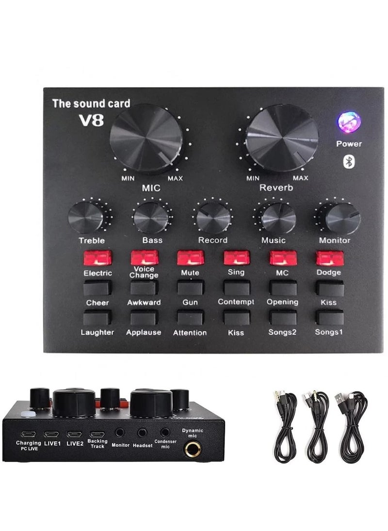 معرض الأعياد - V8 بطاقة الصوت الحية متعددة الوظائف USB واجهة الصوت ذكي حجم قابل للتعديل جهاز مزج الصوت بطاقة الصوت لتسجيل خطاب الاستضافة - Image 1