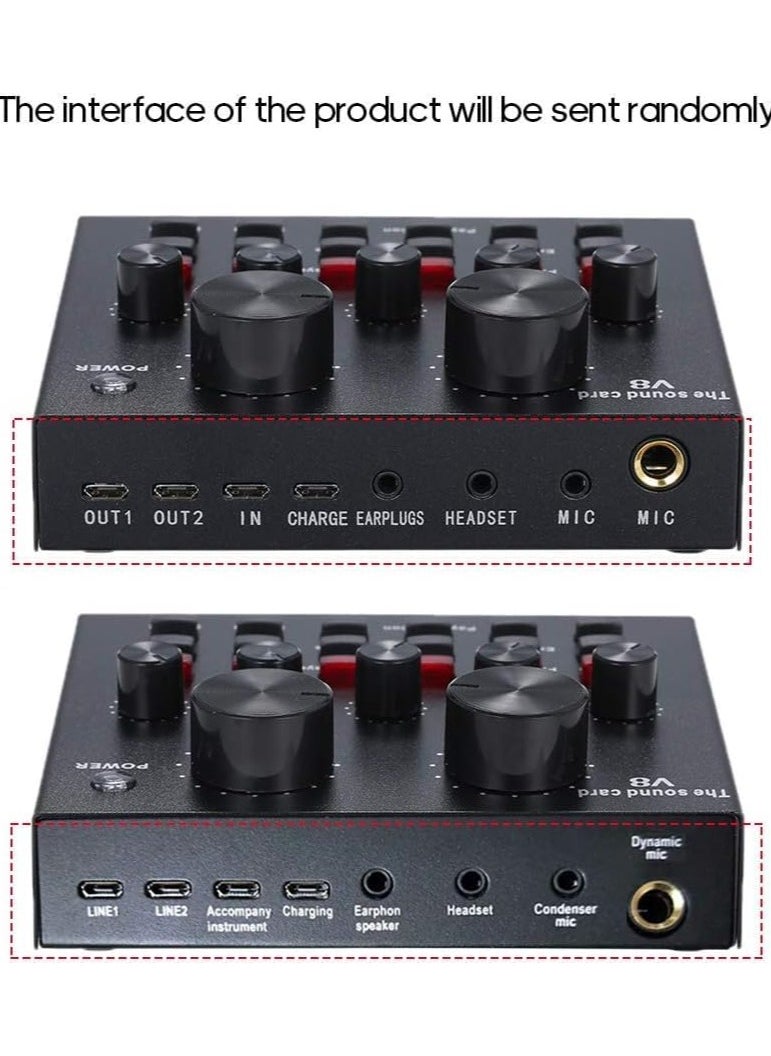 معرض الأعياد - V8 بطاقة الصوت الحية متعددة الوظائف USB واجهة الصوت ذكي حجم قابل للتعديل جهاز مزج الصوت بطاقة الصوت لتسجيل خطاب الاستضافة - Image 1