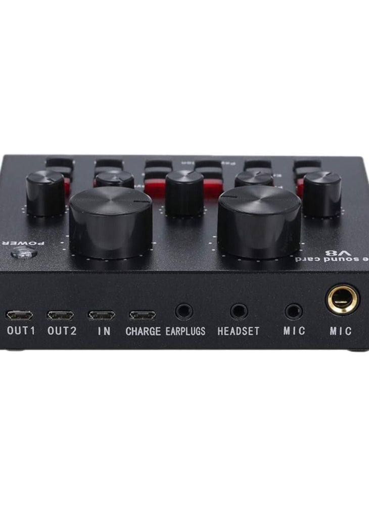 معرض الأعياد - V8 بطاقة الصوت الحية متعددة الوظائف USB واجهة الصوت ذكي حجم قابل للتعديل جهاز مزج الصوت بطاقة الصوت لتسجيل خطاب الاستضافة - Image 1