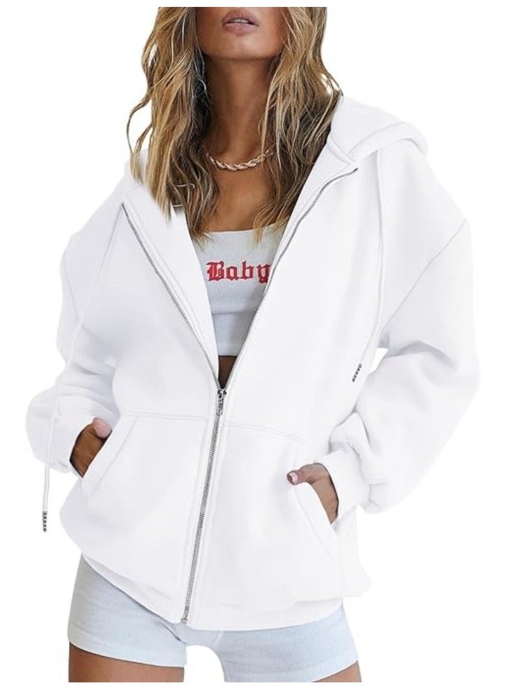 NIBEMINENT Women's Cute Hoodies Girls Fall Jackets Oversized Sweatshirts Casual Drawstring Zipper Hoodies with Pockets  - Image 1