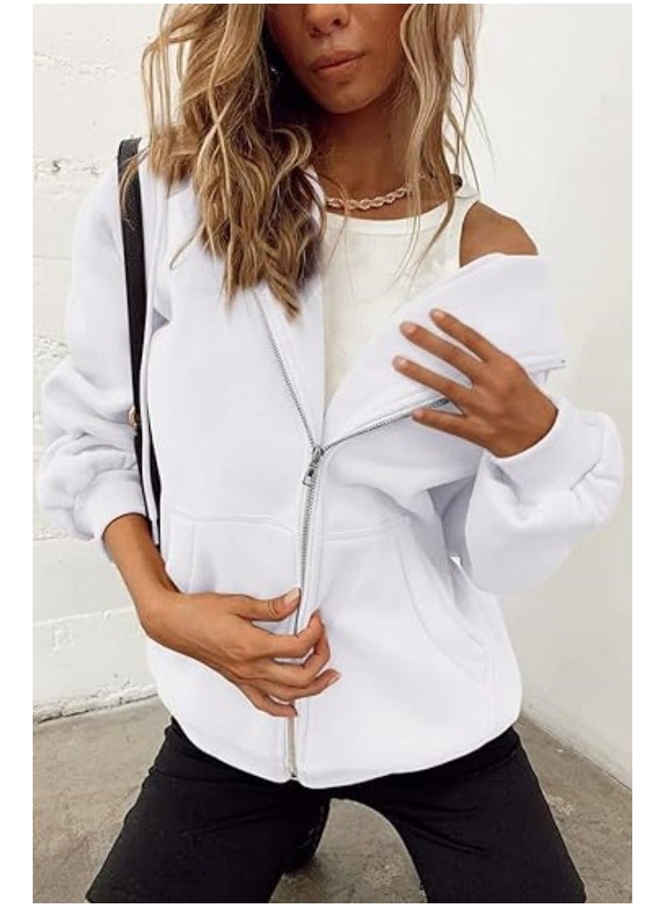 NIBEMINENT Women's Cute Hoodies Girls Fall Jackets Oversized Sweatshirts Casual Drawstring Zipper Hoodies with Pockets  - Image 4